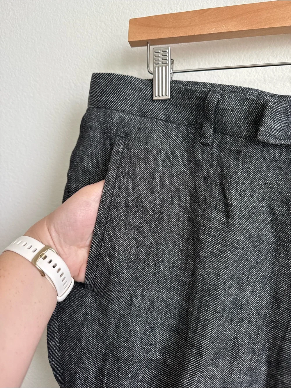 Sene Men's Linen Blend Dress Trousers Charcoal Gray Tailored Pants 35